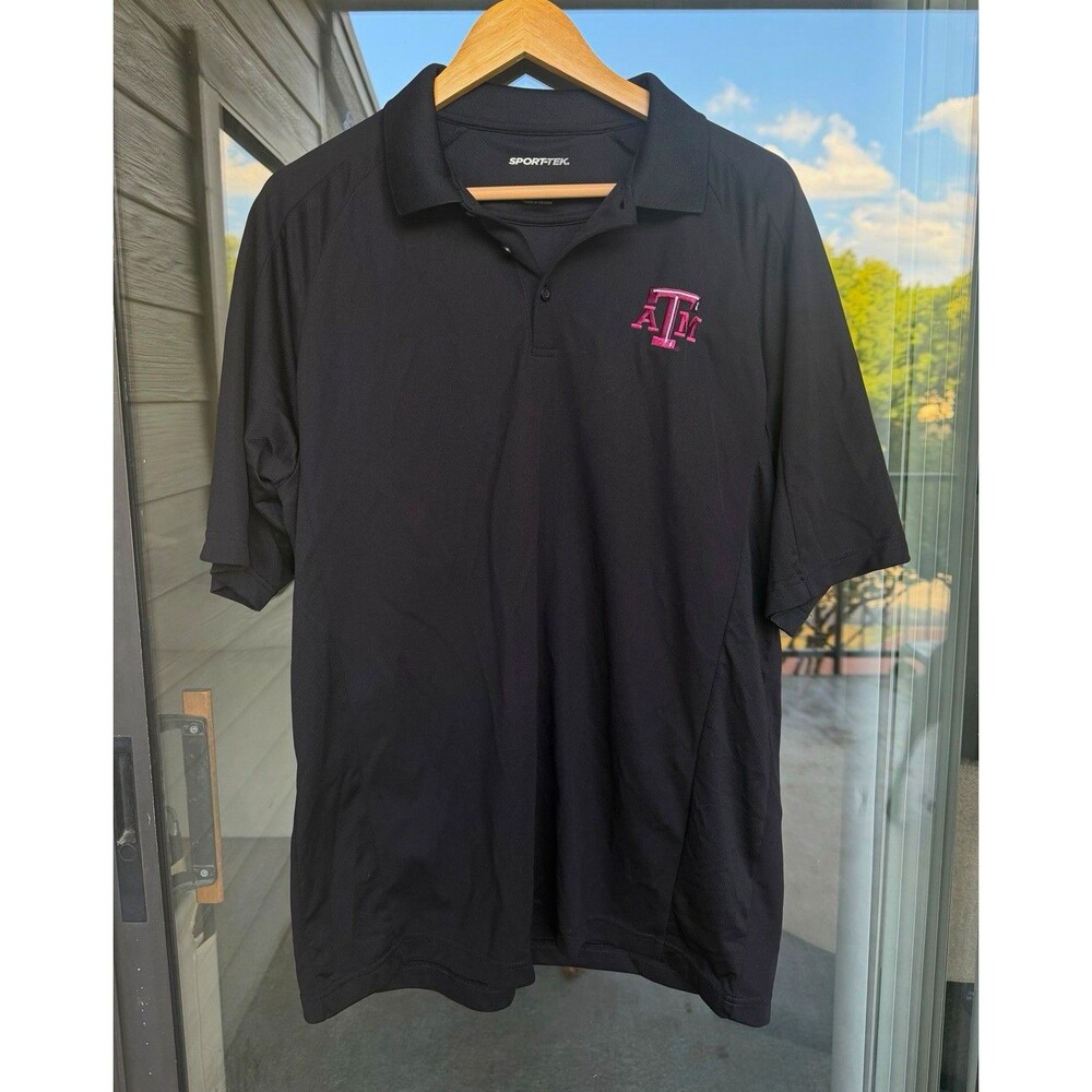 Texas A&M Aggies Sport-Tek Performance Polo Shirt Men’s L Black Maroon Logo